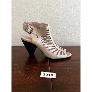 Vince Camuto VC-Eliana Strappy Sandals Women 7.5M Pink Leather Cone Heel Bootie